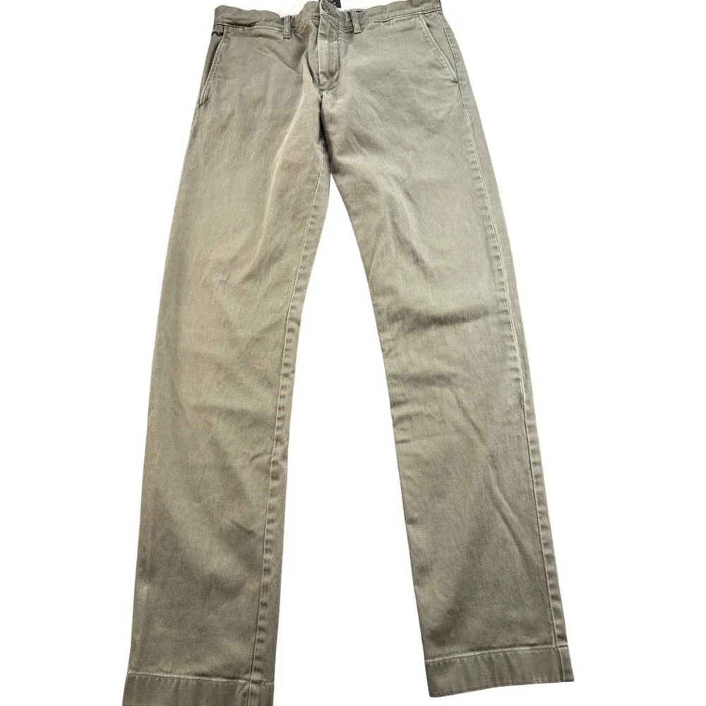 J.Crew Mens Stretch Chino Pants Olive Green Slim Straight 29x32 Cotton Blend